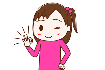 バッチリの手をする少女