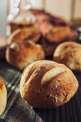 Close up of bread on the wood table
