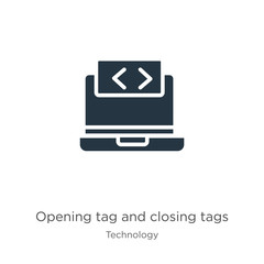 Opening tag and closing tags icon vector. Trendy flat opening tag and closing tags icon from technology collection isolated on white background. Vector illustration can be used for web and mobile