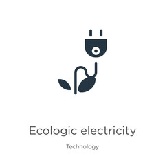Ecologic electricity icon vector. Trendy flat ecologic electricity icon from technology collection isolated on white background. Vector illustration can be used for web and mobile graphic design,