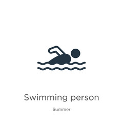 Swimming person icon vector. Trendy flat swimming person icon from summer collection isolated on white background. Vector illustration can be used for web and mobile graphic design, logo, eps10