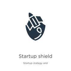 Startup shield icon vector. Trendy flat startup shield icon from startup stategy and success collection isolated on white background. Vector illustration can be used for web and mobile graphic design,