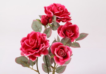 Red colorful textile rose closeup