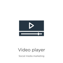 Video player icon vector. Trendy flat video player icon from social media marketing collection isolated on white background. Vector illustration can be used for web and mobile graphic design, logo,