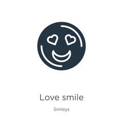 Love smile icon vector. Trendy flat love smile icon from smileys collection isolated on white background. Vector illustration can be used for web and mobile graphic design, logo, eps10