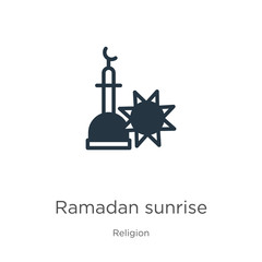 Ramadan sunrise icon vector. Trendy flat ramadan sunrise icon from religion collection isolated on white background. Vector illustration can be used for web and mobile graphic design, logo, eps10