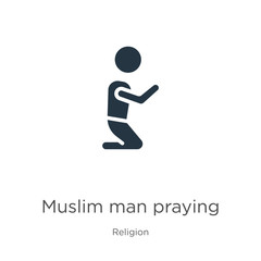 Fototapeta na wymiar Muslim man praying icon vector. Trendy flat muslim man praying icon from religion collection isolated on white background. Vector illustration can be used for web and mobile graphic design, logo,