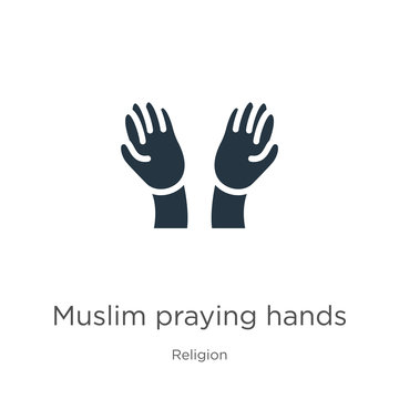 Muslim praying hands icon vector. Trendy flat muslim praying hands icon from religion collection isolated on white background. Vector illustration can be used for web and mobile graphic design, logo,