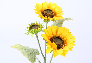 Artificial sunflower isolated on white background