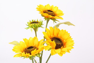 Artificial sunflower isolated on white background