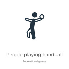 People playing handball icon vector. Trendy flat people playing handball icon from recreational games collection isolated on white background. Vector illustration can be used for web and mobile