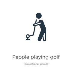 People playing golf icon vector. Trendy flat people playing golf icon from recreational games collection isolated on white background. Vector illustration can be used for web and mobile graphic