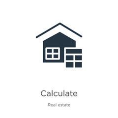Calculate icon vector. Trendy flat calculate icon from real estate collection isolated on white background. Vector illustration can be used for web and mobile graphic design, logo, eps10