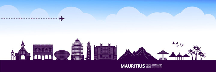 Mauritius travel destination grand vector illustration. 