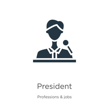 President Icon Vector. Trendy Flat President Icon From Professions Collection Isolated On White Background. Vector Illustration Can Be Used For Web And Mobile Graphic Design, Logo, Eps10