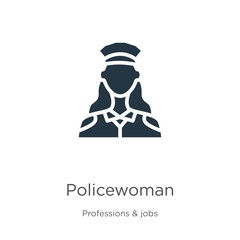 Policewoman icon vector. Trendy flat policewoman icon from professions & jobs collection isolated on white background. Vector illustration can be used for web and mobile graphic design, logo, eps10
