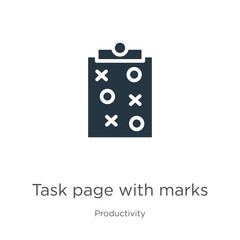 Task page with marks icon vector. Trendy flat task page with marks icon from productivity collection isolated on white background. Vector illustration can be used for web and mobile graphic design,
