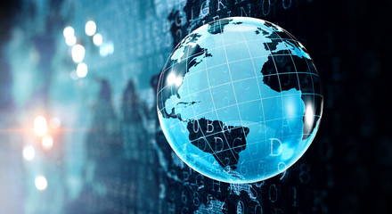 Blue circuit board background of computer motherboard