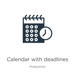 Calendar with deadlines icon vector. Trendy flat calendar with deadlines icon from productivity collection isolated on white background. Vector illustration can be used for web and mobile graphic