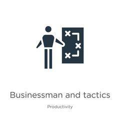 Businessman and tactics icon vector. Trendy flat businessman and tactics icon from productivity collection isolated on white background. Vector illustration can be used for web and mobile graphic