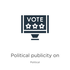 Political publicity on monitor screen icon vector. Trendy flat political publicity on monitor screen icon from political collection isolated on white background. Vector illustration can be used for