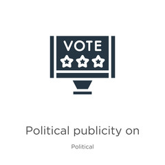Political publicity on monitor screen icon vector. Trendy flat political publicity on monitor screen icon from political collection isolated on white background. Vector illustration can be used for