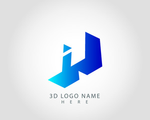 3D H letter logo design vector