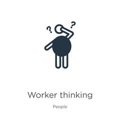 Worker thinking icon vector. Trendy flat worker thinking icon from people collection isolated on white background. Vector illustration can be used for web and mobile graphic design, logo, eps10