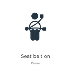 Seat belt on icon vector. Trendy flat seat belt on icon from people collection isolated on white background. Vector illustration can be used for web and mobile graphic design, logo, eps10