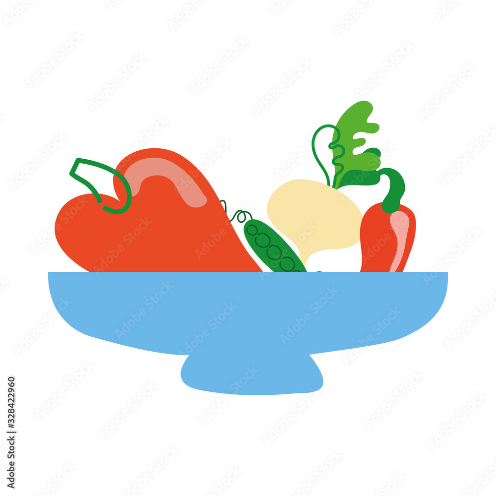 Poster bowl with vegetables healthy food