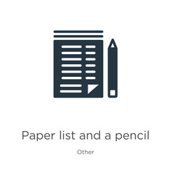 Paper list and a pencil icon vector. Trendy flat paper list and a pencil icon from other collection isolated on white background. Vector illustration can be used for web and mobile graphic design,