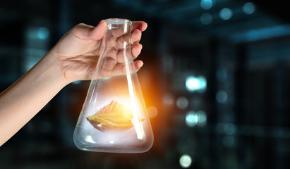 Mountain inside a glass bottle