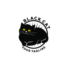 black cat vector logo design