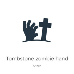 Obraz premium Tombstone zombie hand icon vector. Trendy flat tombstone zombie hand icon from other collection isolated on white background. Vector illustration can be used for web and mobile graphic design, logo,