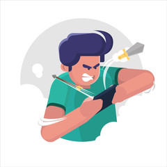 E-sports professional gamer playing video games in smartphone