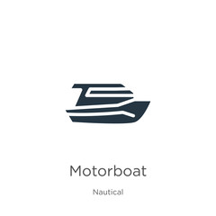 Motorboat icon vector. Trendy flat motorboat icon from nautical collection isolated on white background. Vector illustration can be used for web and mobile graphic design, logo, eps10