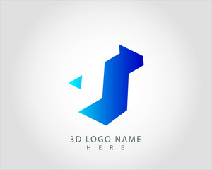 3D T letter logo design vector