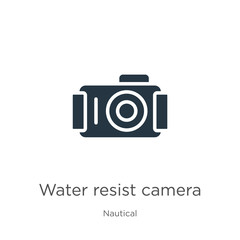 Water resist camera icon vector. Trendy flat water resist camera icon from nautical collection isolated on white background. Vector illustration can be used for web and mobile graphic design, logo,