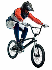 BMX racer man silhouette isolated white background