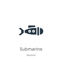 Submarine icon vector. Trendy flat submarine icon from nautical collection isolated on white background. Vector illustration can be used for web and mobile graphic design, logo, eps10