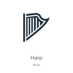 Harp icon vector. Trendy flat harp icon from music collection isolated on white background. Vector illustration can be used for web and mobile graphic design, logo, eps10