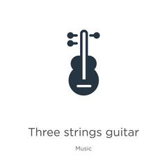 Three strings guitar icon vector. Trendy flat three strings guitar icon from music collection isolated on white background. Vector illustration can be used for web and mobile graphic design, logo,