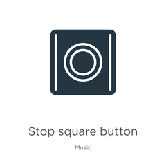 Stop square button icon vector. Trendy flat stop square button icon from music collection isolated on white background. Vector illustration can be used for web and mobile graphic design, logo, eps10