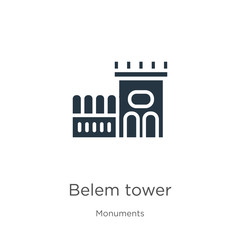 Belem tower icon vector. Trendy flat belem tower icon from monuments collection isolated on white background. Vector illustration can be used for web and mobile graphic design, logo, eps10