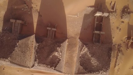 Meroe pyramids in the sahara desert Sudan (aerial view)