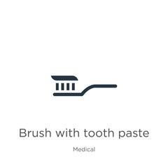 Brush with tooth paste icon vector. Trendy flat brush with tooth paste icon from medical collection isolated on white background. Vector illustration can be used for web and mobile graphic design,