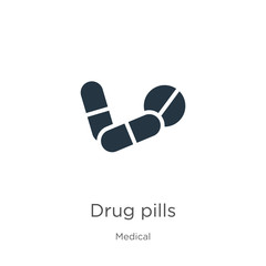 Drug pills icon vector. Trendy flat drug pills icon from medical collection isolated on white background. Vector illustration can be used for web and mobile graphic design, logo, eps10