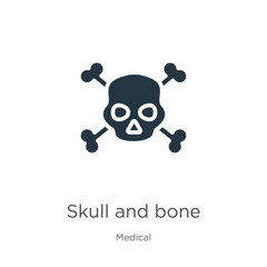Skull and bone icon vector. Trendy flat skull and bone icon from medical collection isolated on white background. Vector illustration can be used for web and mobile graphic design, logo, eps10