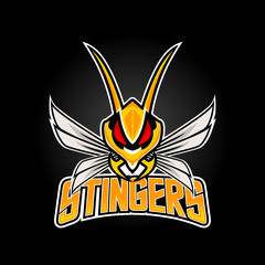 Angry bee esport mascot logo design vector illustration