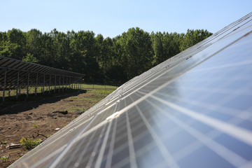 Fototapeta na wymiar Solar cell, solar power photo voltaic panel renewable electric energy sun. Modern, alternative.